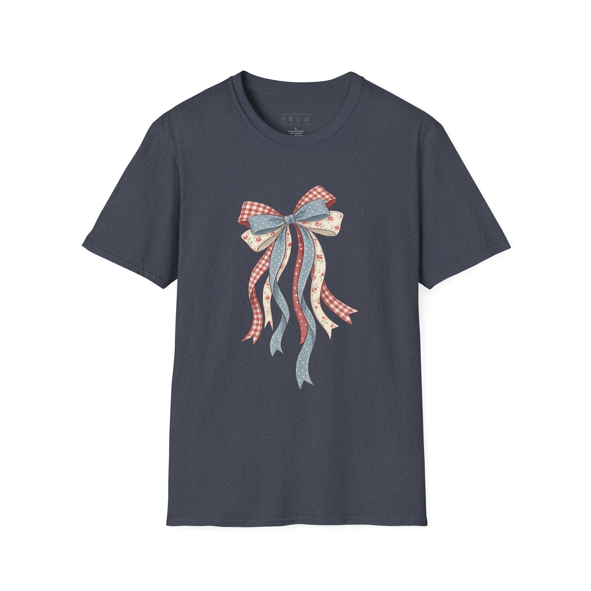 Bow Ribbon T-Shirt — Vintage Americana Floral & Gingham Bow Tee