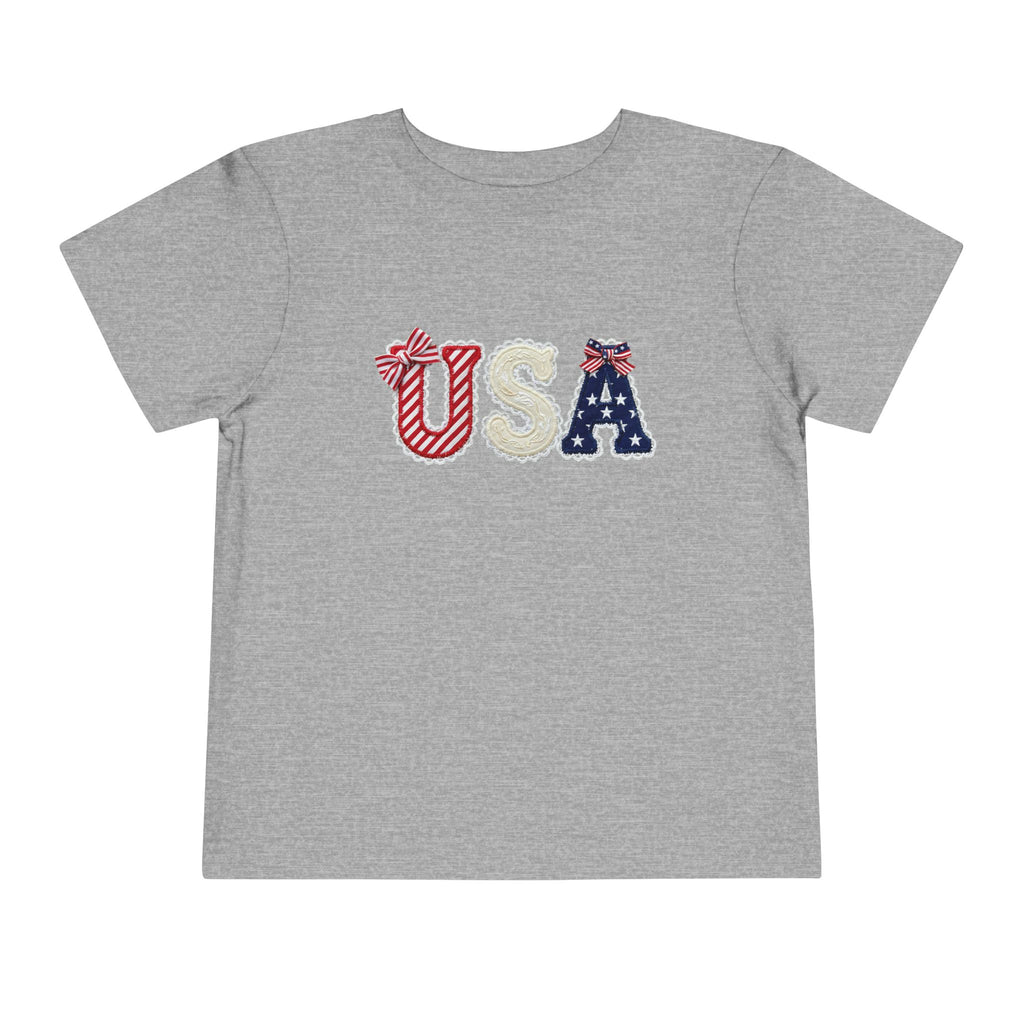 Toddler Tee - "USA" Patriotic Applique Short Sleeve