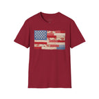 Patchwork American Flag T-Shirt — Vintage Floral Patriotic Tee