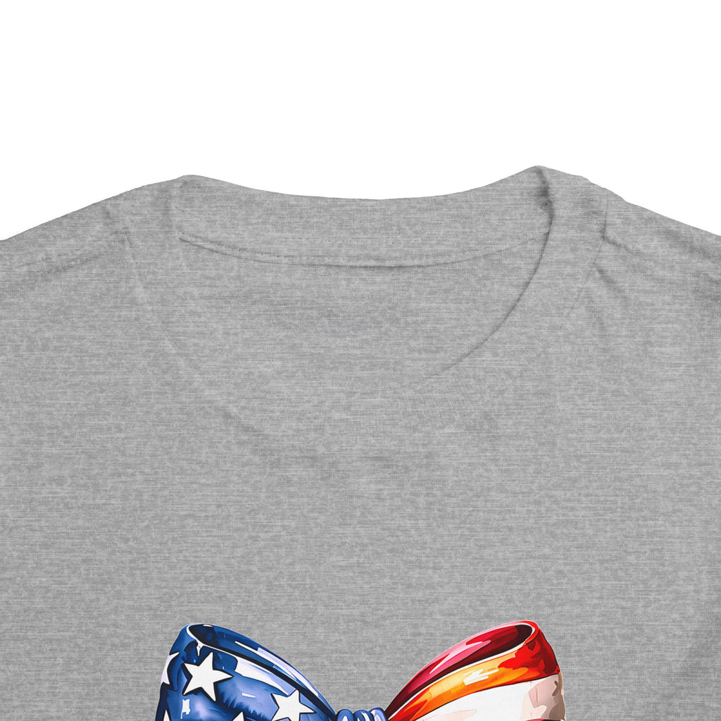 Toddler Tee — Patriotic American Flag Bow Graphic (4th of July Kids Shirt)