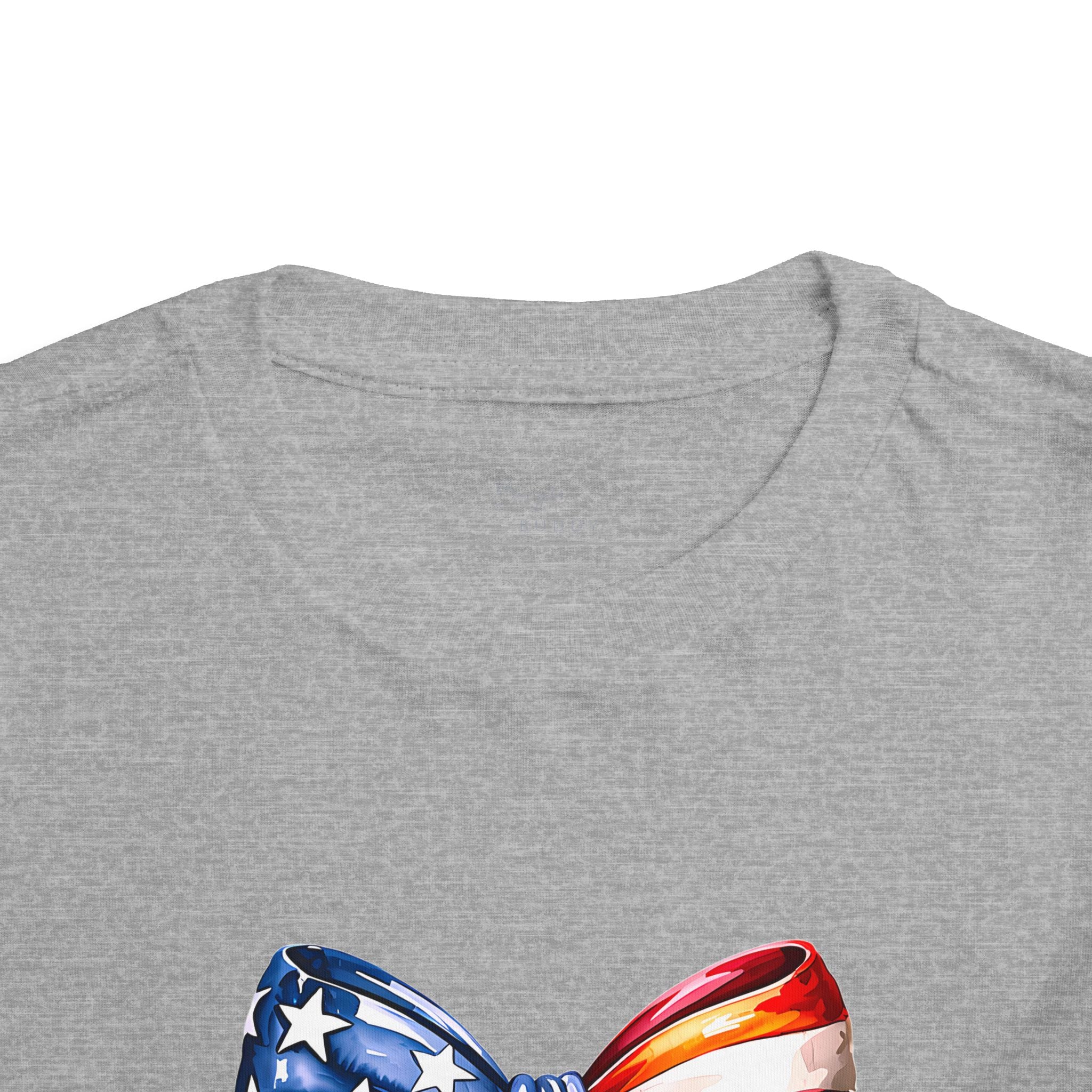 Toddler Tee — Patriotic American Flag Bow Graphic (4th of July Kids Shirt)