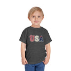 Toddler Tee - "USA" Patriotic Applique Short Sleeve