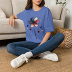 Butterfly Watercolor T-Shirt — Patriotic Red White Blue Floral Graphic