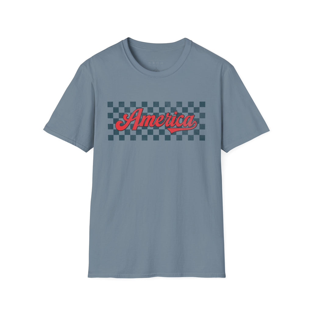 America Checkerboard Graphic T-Shirt