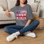 Patriotic Flag Bow T-Shirt — American Red White Blue Fourth of July Tee
