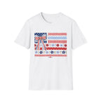 Patriotic Bow Flag T-Shirt – Red White Blue American Floral Plaid Tee