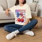 America Patriotic Cherry Graphic T-Shirt — USA Flag Bow 4th of July Tee