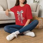 Bow Ribbon T-Shirt — Vintage Americana Floral & Gingham Bow Tee