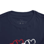 Toddler Tee — Red White Blue Heart Trio (Patriotic Kids Shirt)