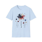 Butterfly Watercolor T-Shirt — Patriotic Red White Blue Floral Graphic