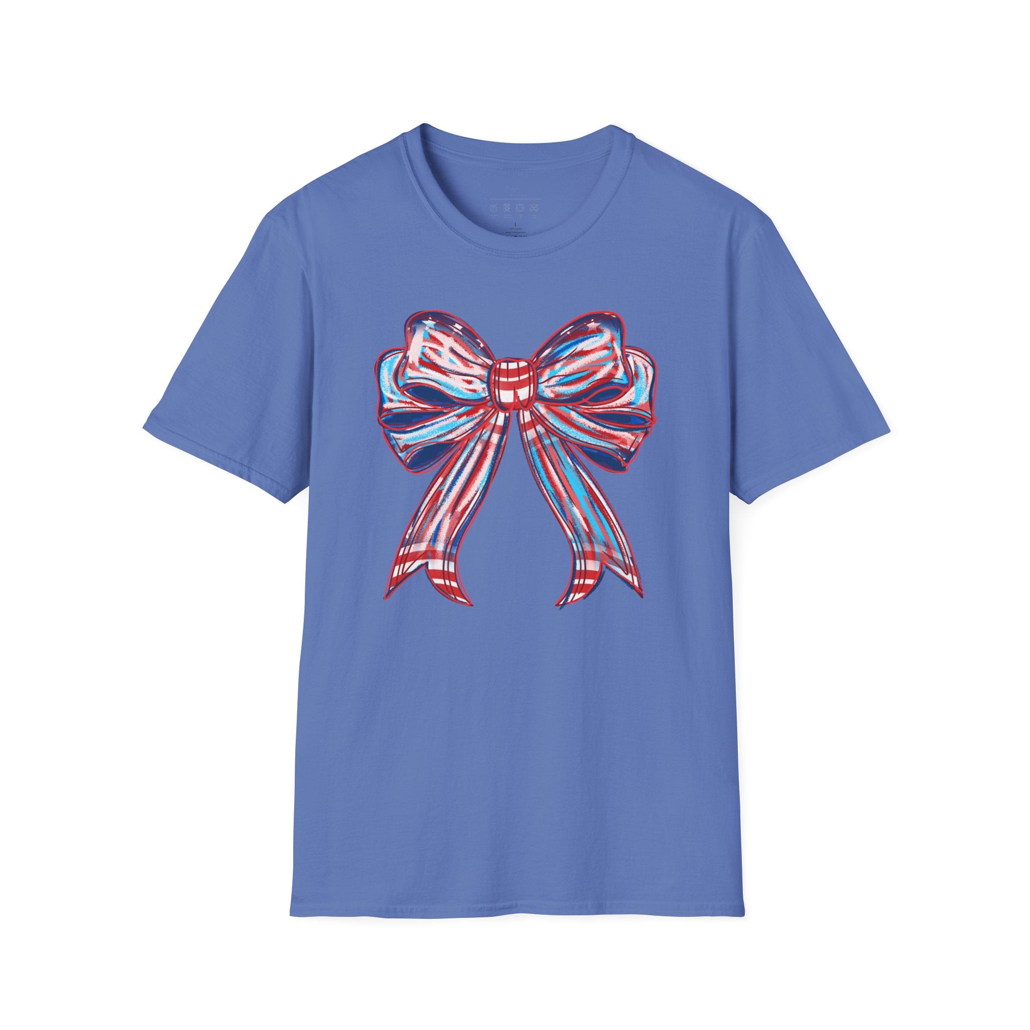 Patriotic Red White Blue Bow T-Shirt — 4th of July Americana Graphic Tee