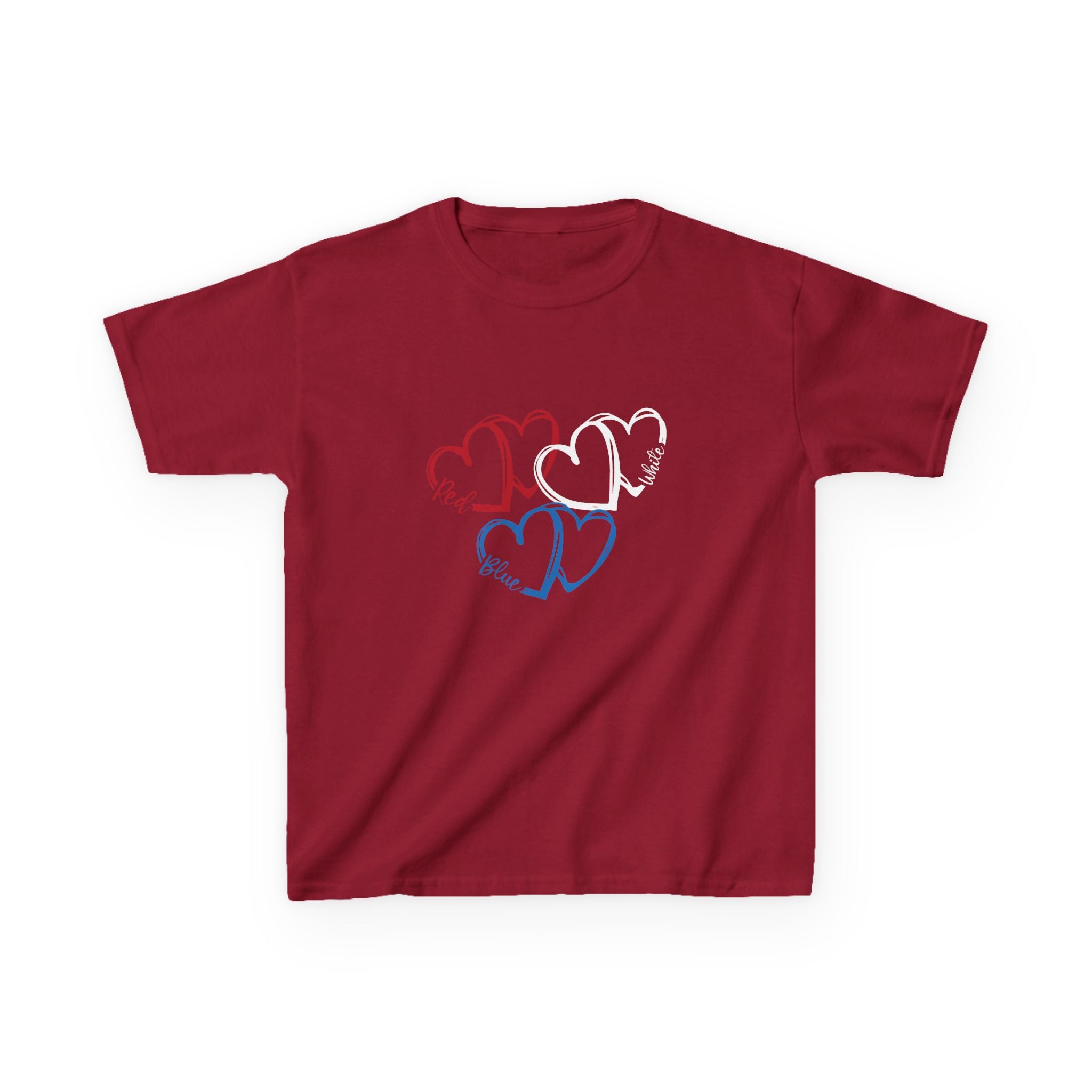 Youth, Kids Tee — Red & Blue Heart