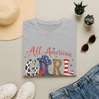 All American Girl T-Shirt — Patriotic USA Leopard & Flag Graphic Tee
