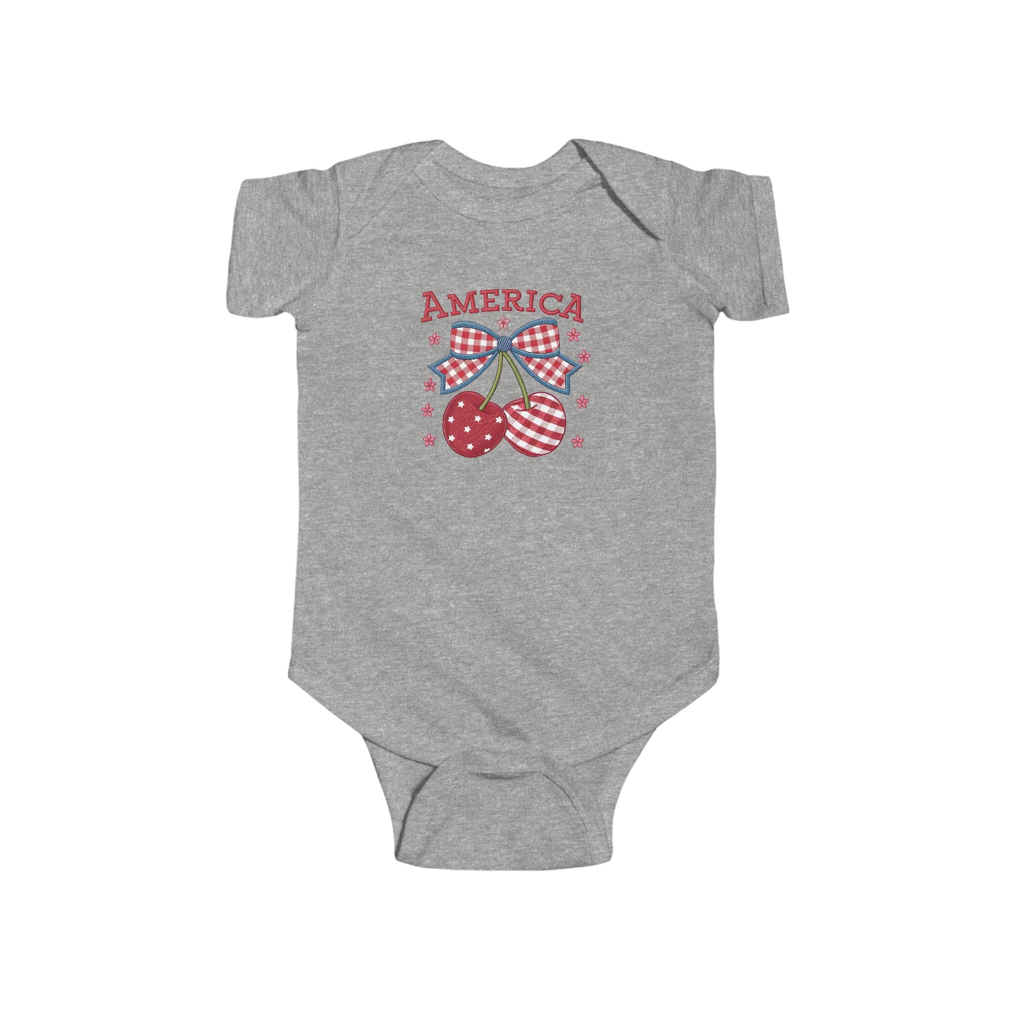 America Baby Bodysuit - Patriotic Cherries 4th of July Infant Onesie