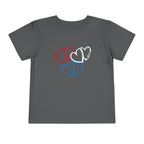 Toddler Tee — Red White Blue Heart Trio (Patriotic Kids Shirt)