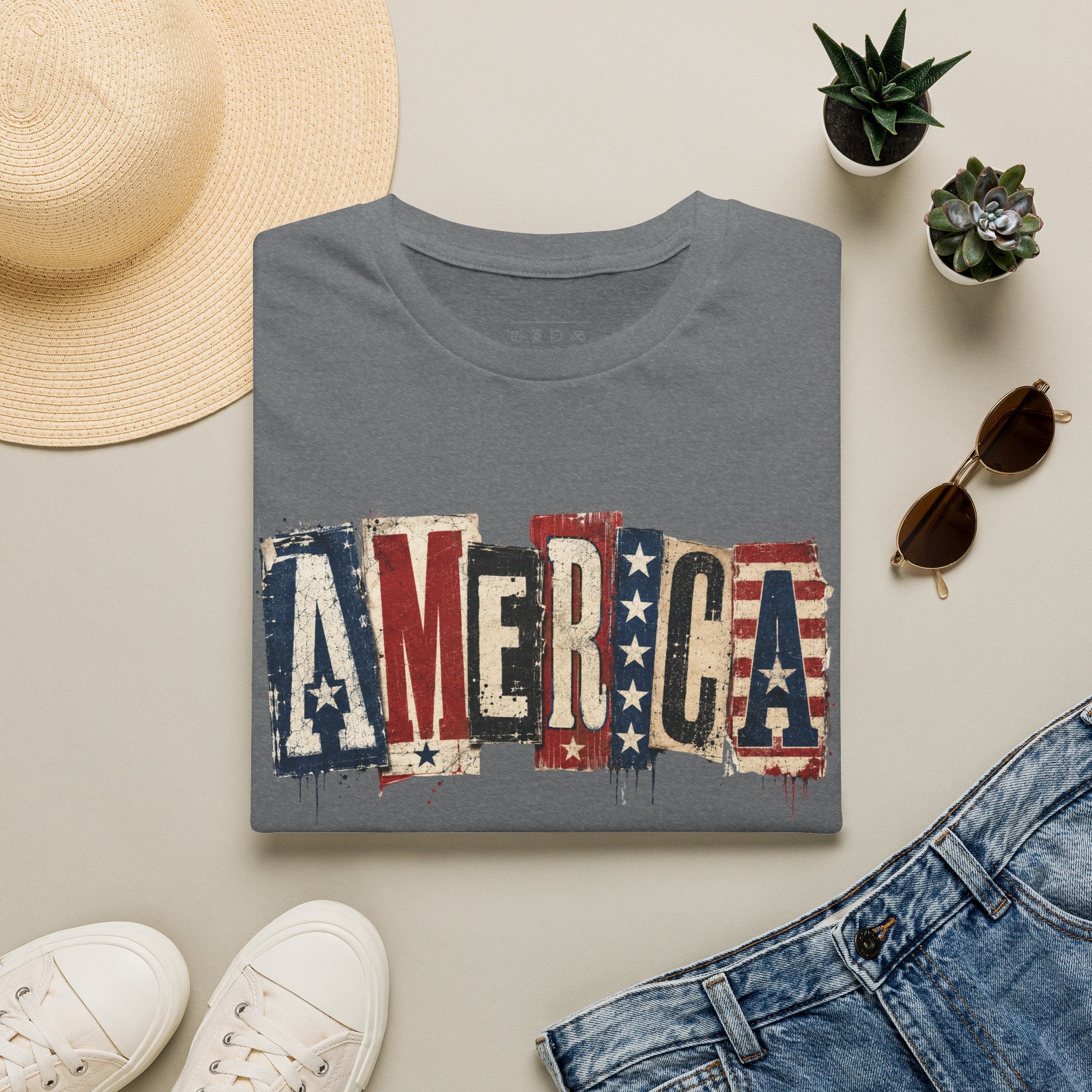 America Vintage Flag T-Shirt — Patriotic USA Graphic Tee for 4th of July