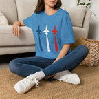Patriotic Fighter Jet T-Shirt — Red White & Blue Military Aircraft Tee