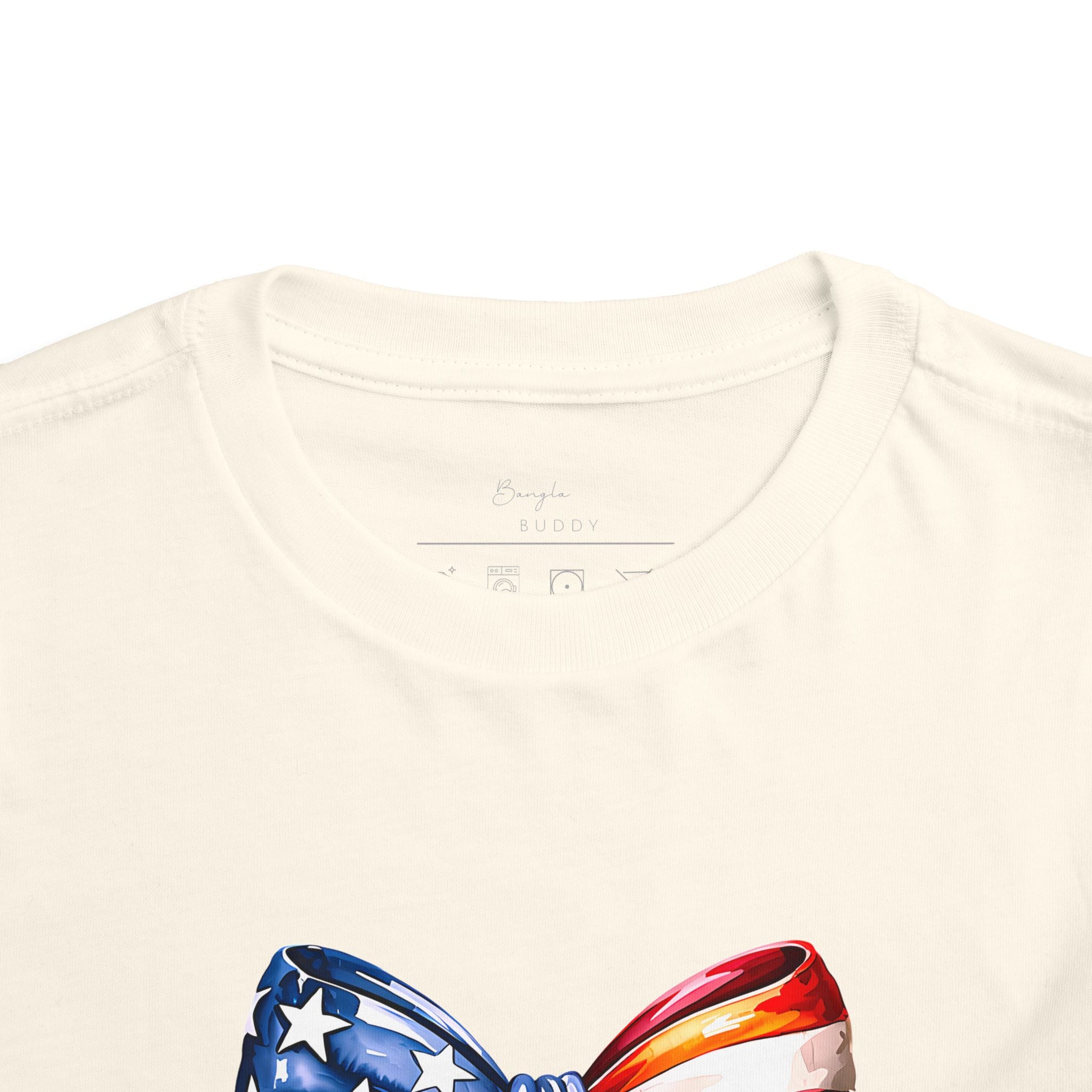 Toddler Tee — Patriotic American Flag Bow Graphic (4th of July Kids Shirt)