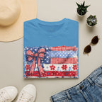 Patriotic Flag Bow T-Shirt — American Red White Blue Fourth of July Tee