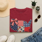 Patriotic Patchwork USA T-Shirt — Quilted Red White & Blue Map Tee