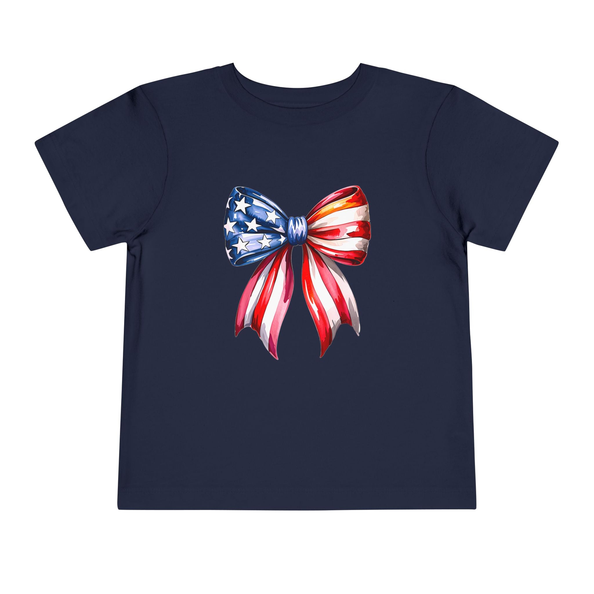 Toddler Tee — Patriotic American Flag Bow