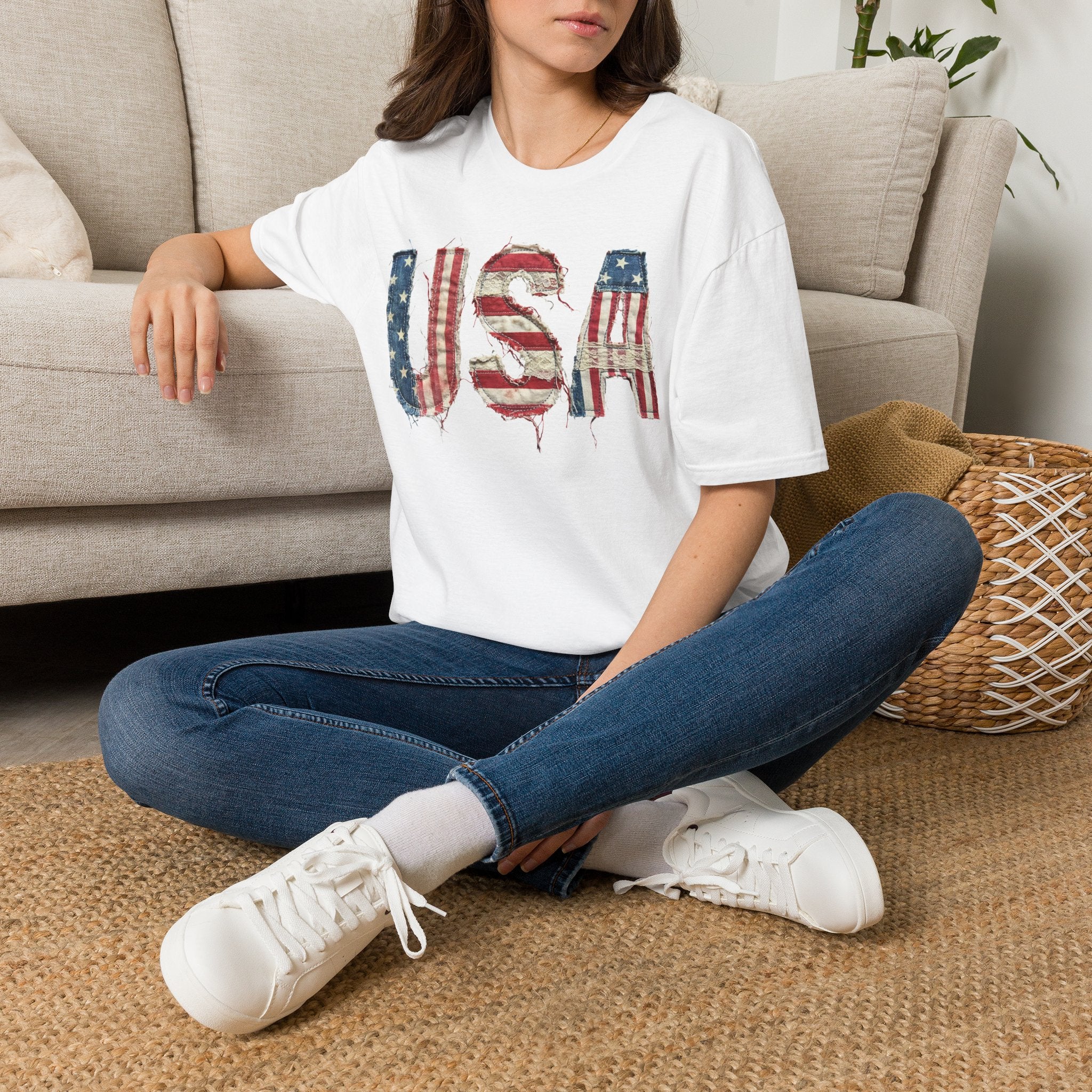 USA Flag Graphic T-Shirt — Distressed Americana Patriotic Tee