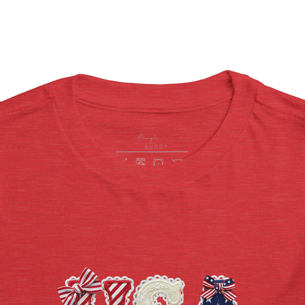 Toddler Tee - "USA" Patriotic Applique Short Sleeve