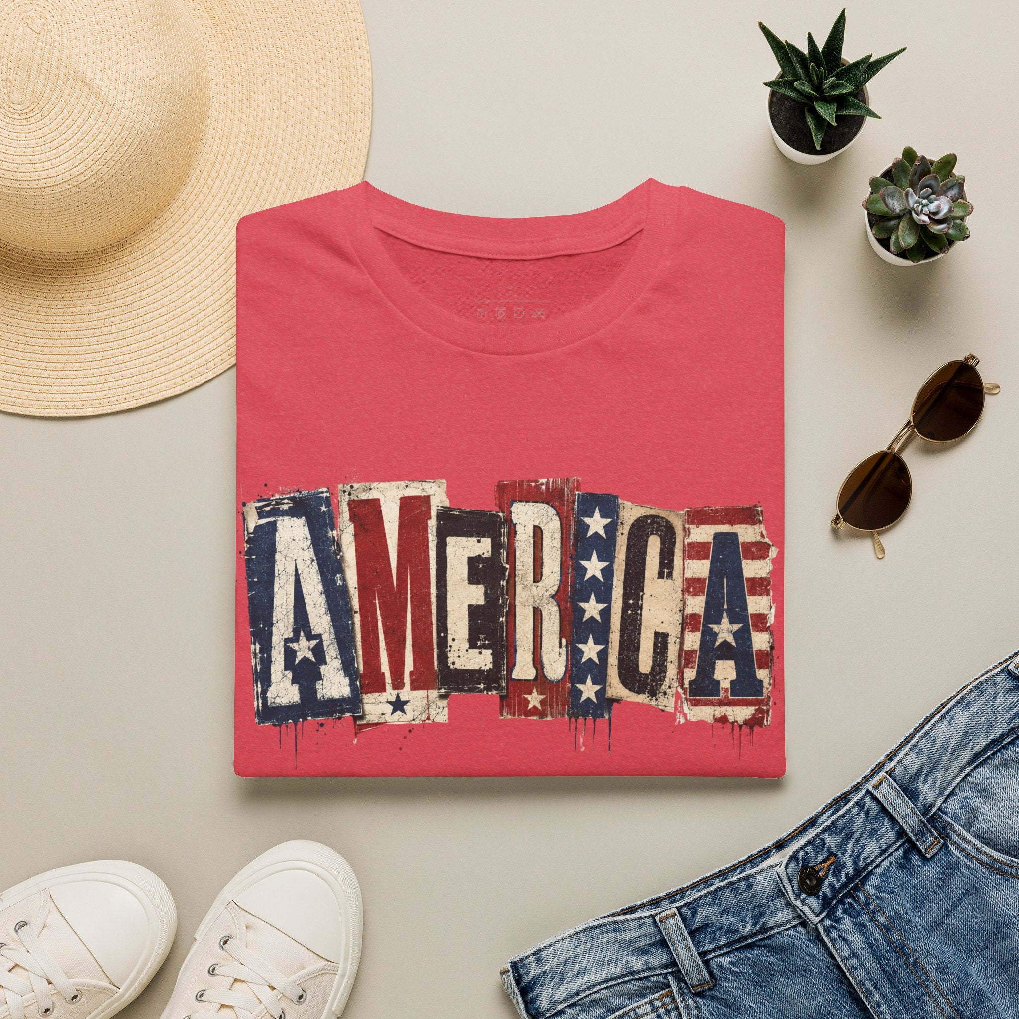 America Vintage Flag T-Shirt — Patriotic USA Graphic Tee for 4th of July