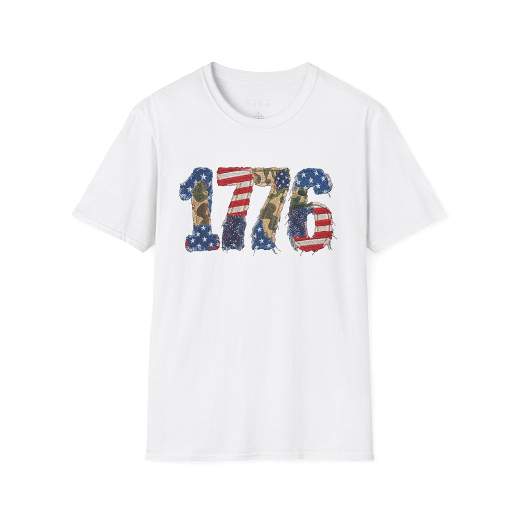 1776 Patriotic T-Shirt — American Flag & Camouflage Vintage Independence Tee