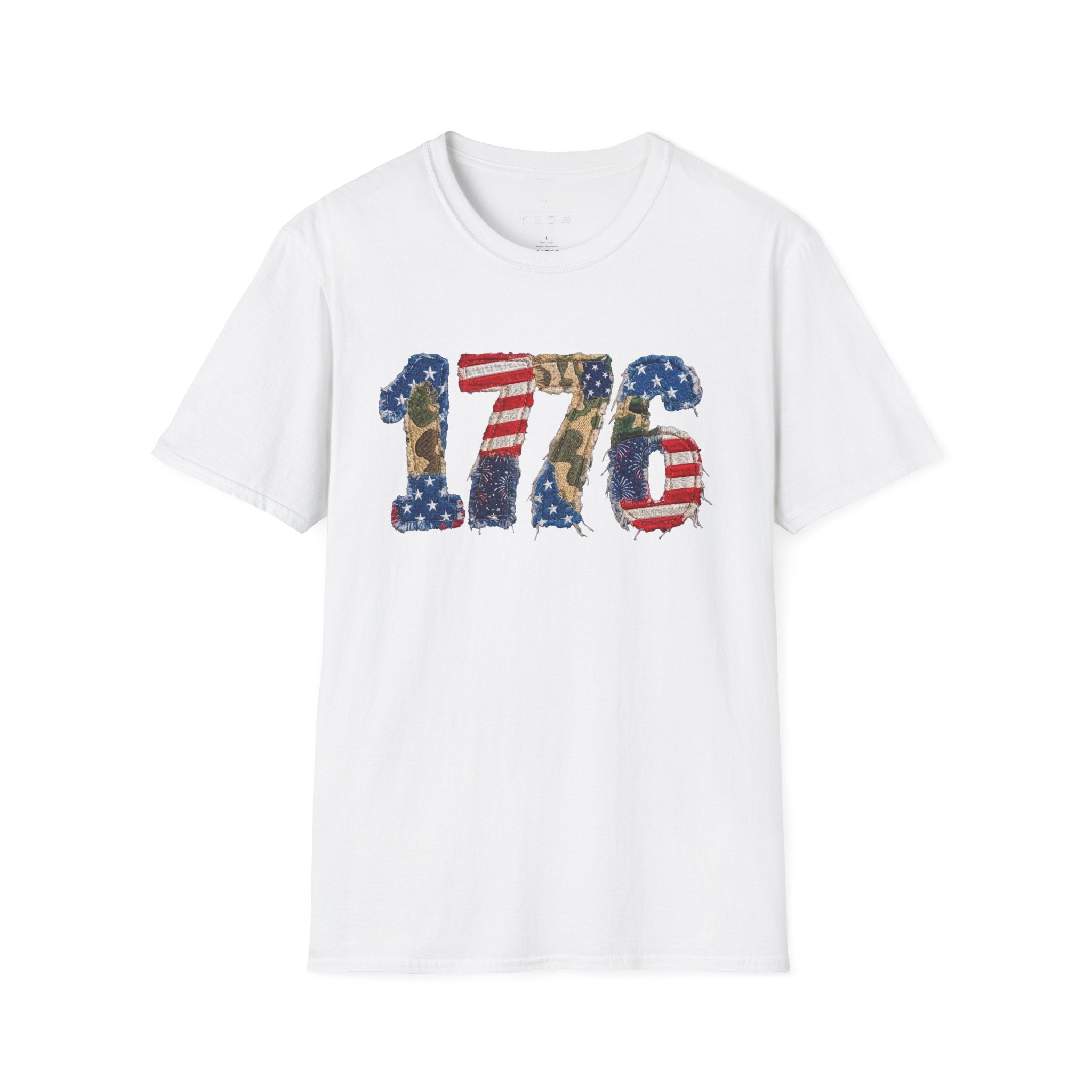 1776 Patriotic T-Shirt — American Flag & Camouflage Vintage Independence Tee