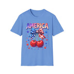 America Patriotic Cherry Graphic T-Shirt — USA Flag Bow 4th of July Tee