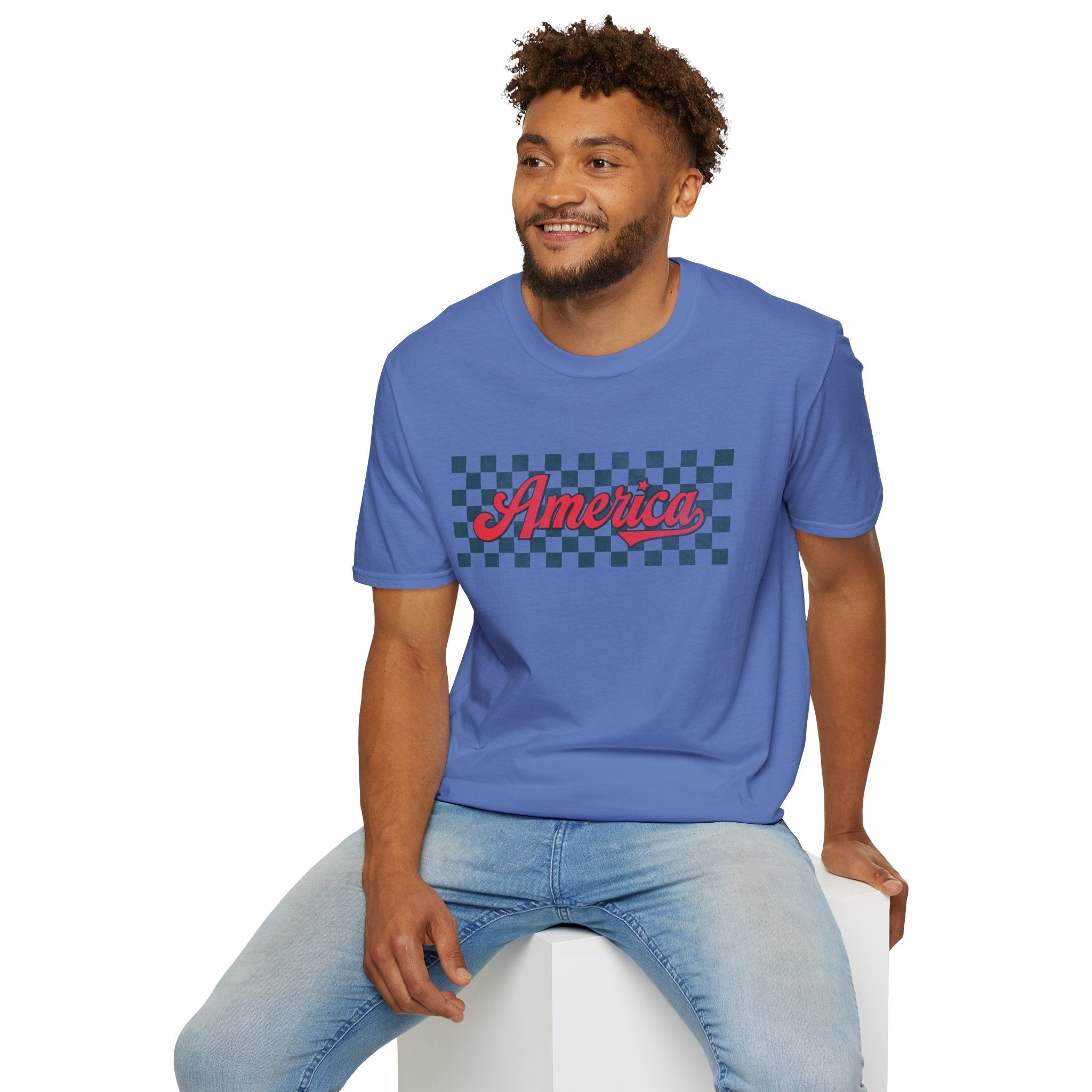 America Checkerboard Graphic T-Shirt