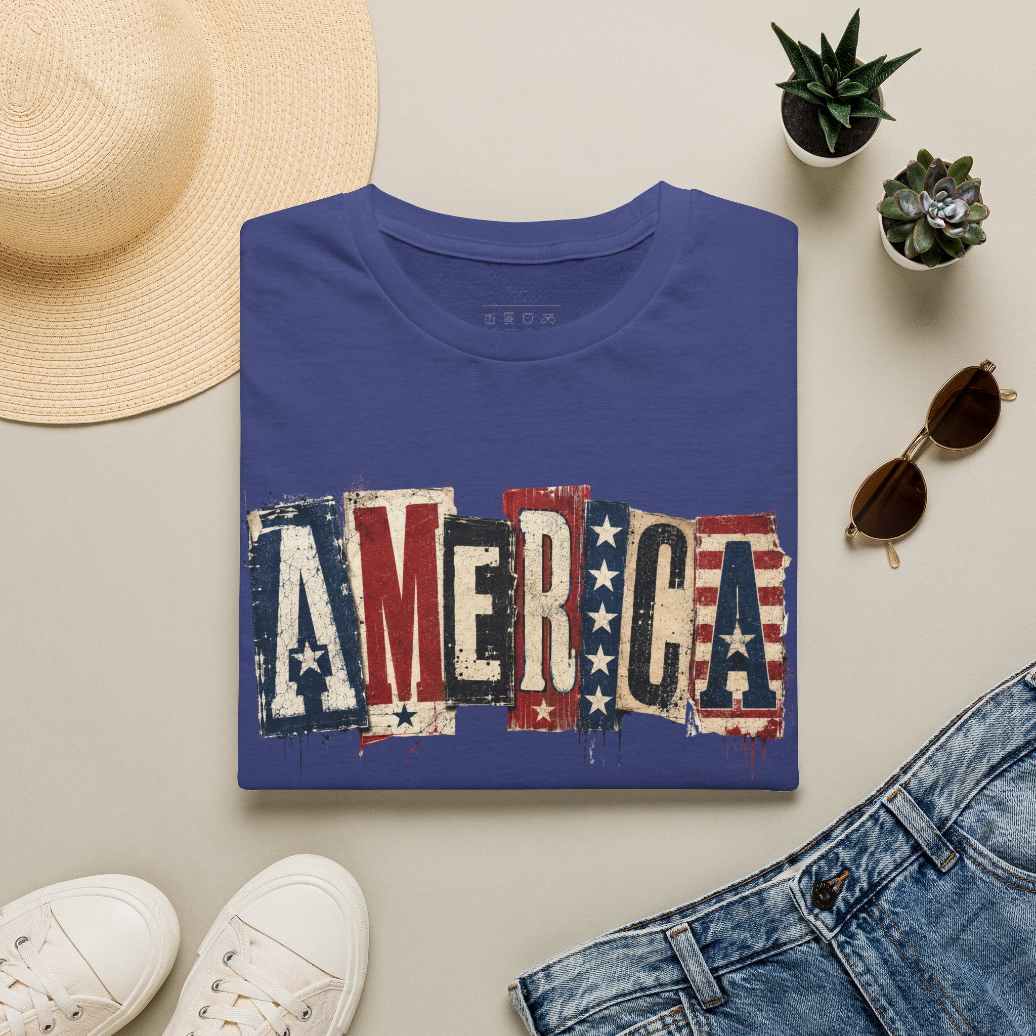 America Vintage Flag T-Shirt — Patriotic USA Graphic Tee for 4th of July