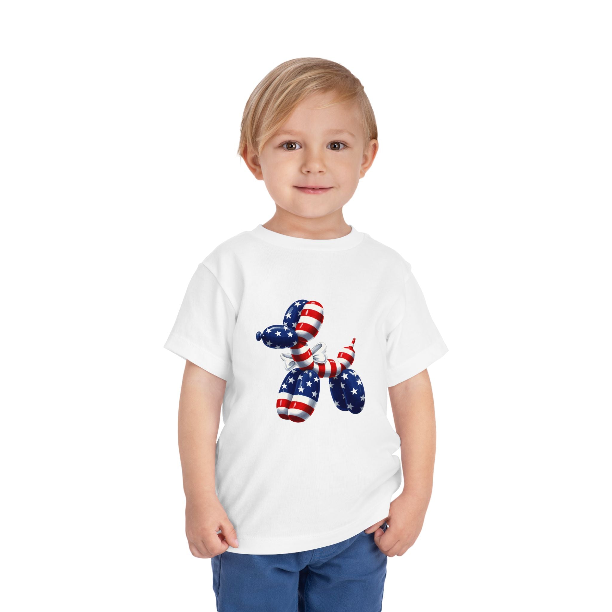 Toddler Tee Patriotic Balloon Dog  — USA Flag 4th of July Shirt