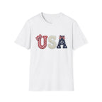 USA Applique T-Shirt — Patriotic 4th of July Flag Letter Tee