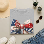 Patriotic Bow T-Shirt — Vintage American Flag Ribbon Tee