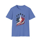 T-Shirt — Patriotic Jet Flyover with American Flag Splash