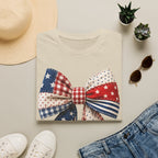 Patriotic Bow T-Shirt — Vintage American Flag Ribbon Tee