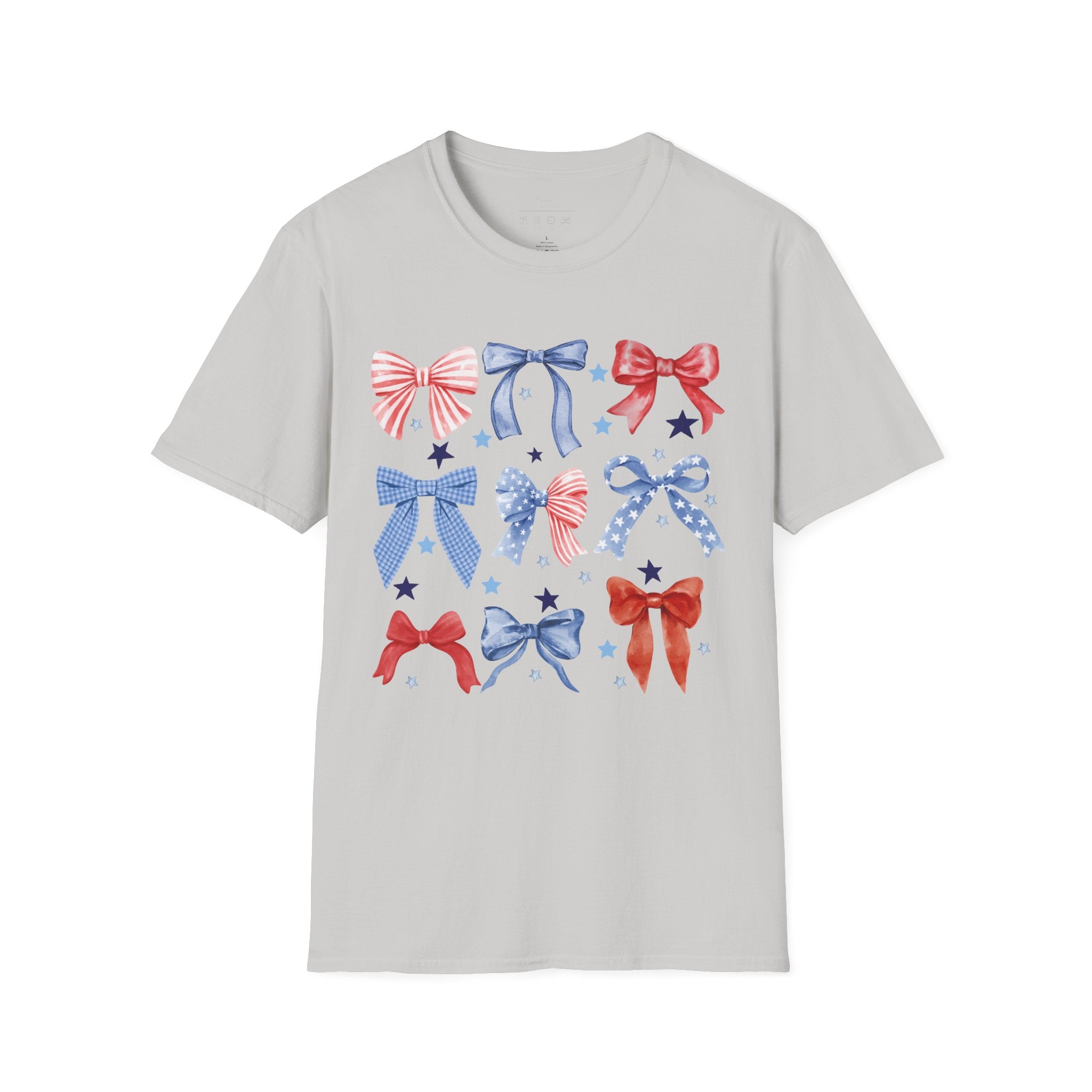 Patriotic Red White Blue Bow T-Shirt — Stars & Ribbon Graphic Tee