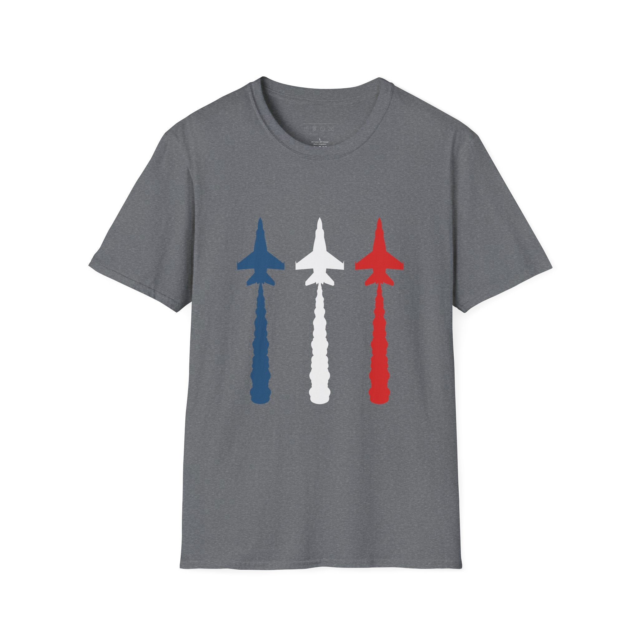 Patriotic Fighter Jet T-Shirt — Red White & Blue Military Aircraft Tee