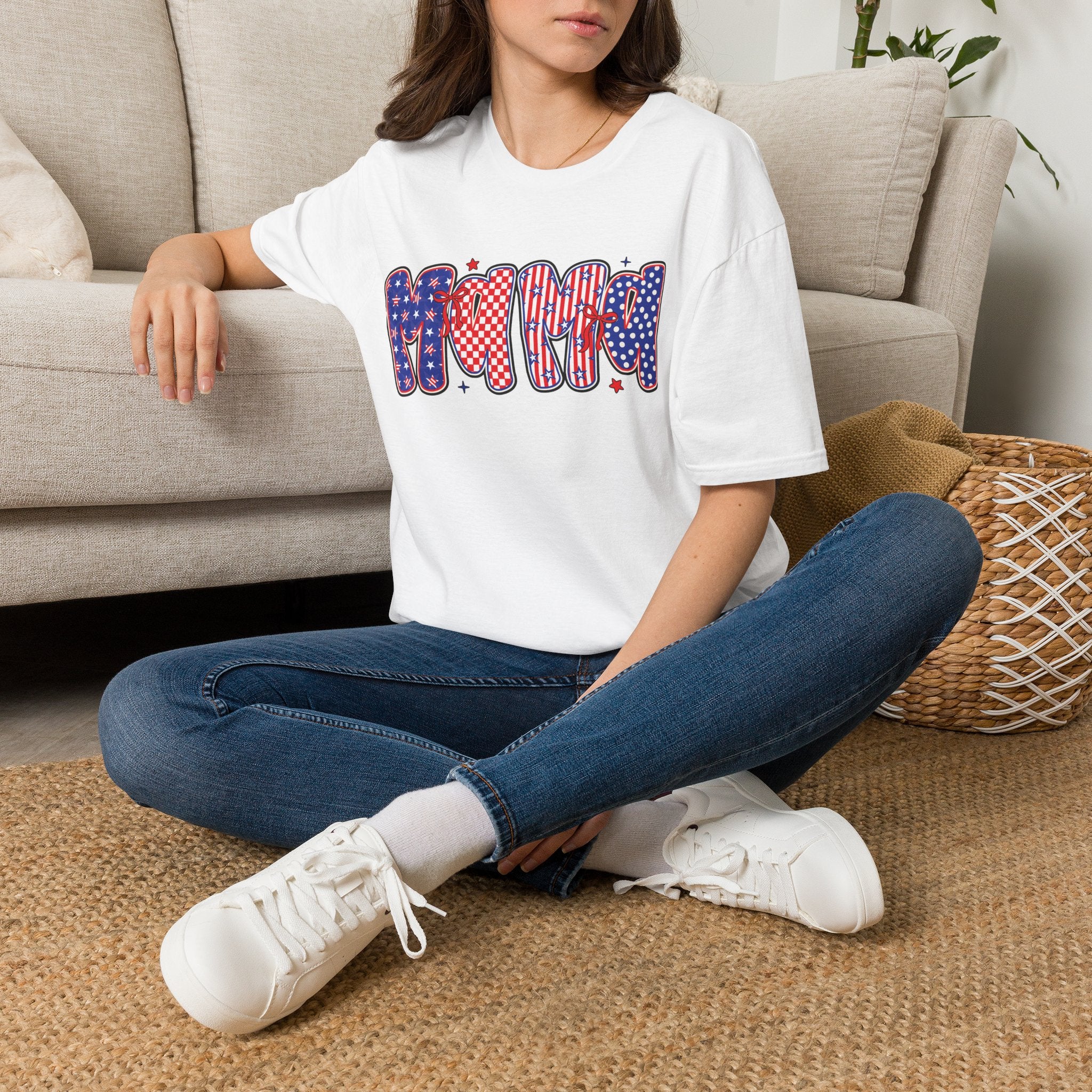 Mama Patriotic American Flag T-Shirt — Fourth of July Mom Tee