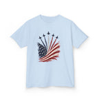 Youth,Kids T-Shirt — American Flag Jet Flyover Graphic (Patriotic 4th of July)