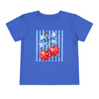 Toddler Tee Cherry Bow   — Cute Red Cherries with Blue Stripes