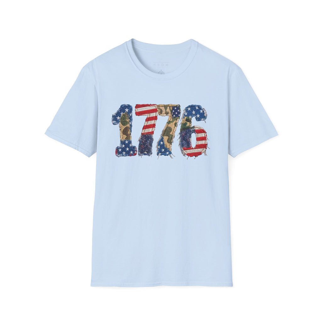 1776 Patriotic T-Shirt — American Flag & Camouflage Vintage Independence Tee