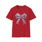 Patriotic Red White Blue Bow T-Shirt — 4th of July Americana Graphic Tee