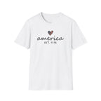 America Est. 1776 Heart T-Shirt — Patriotic USA Independence Day Tee
