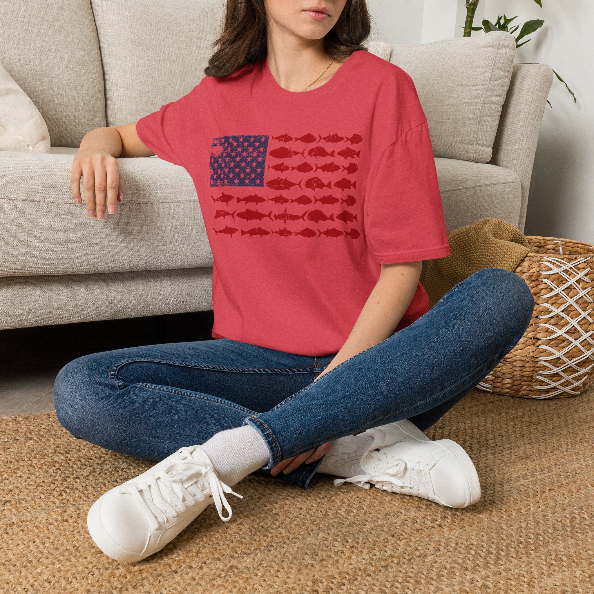 American Fishing Flag T-Shirt — Patriotic Fish Graphic Tee
