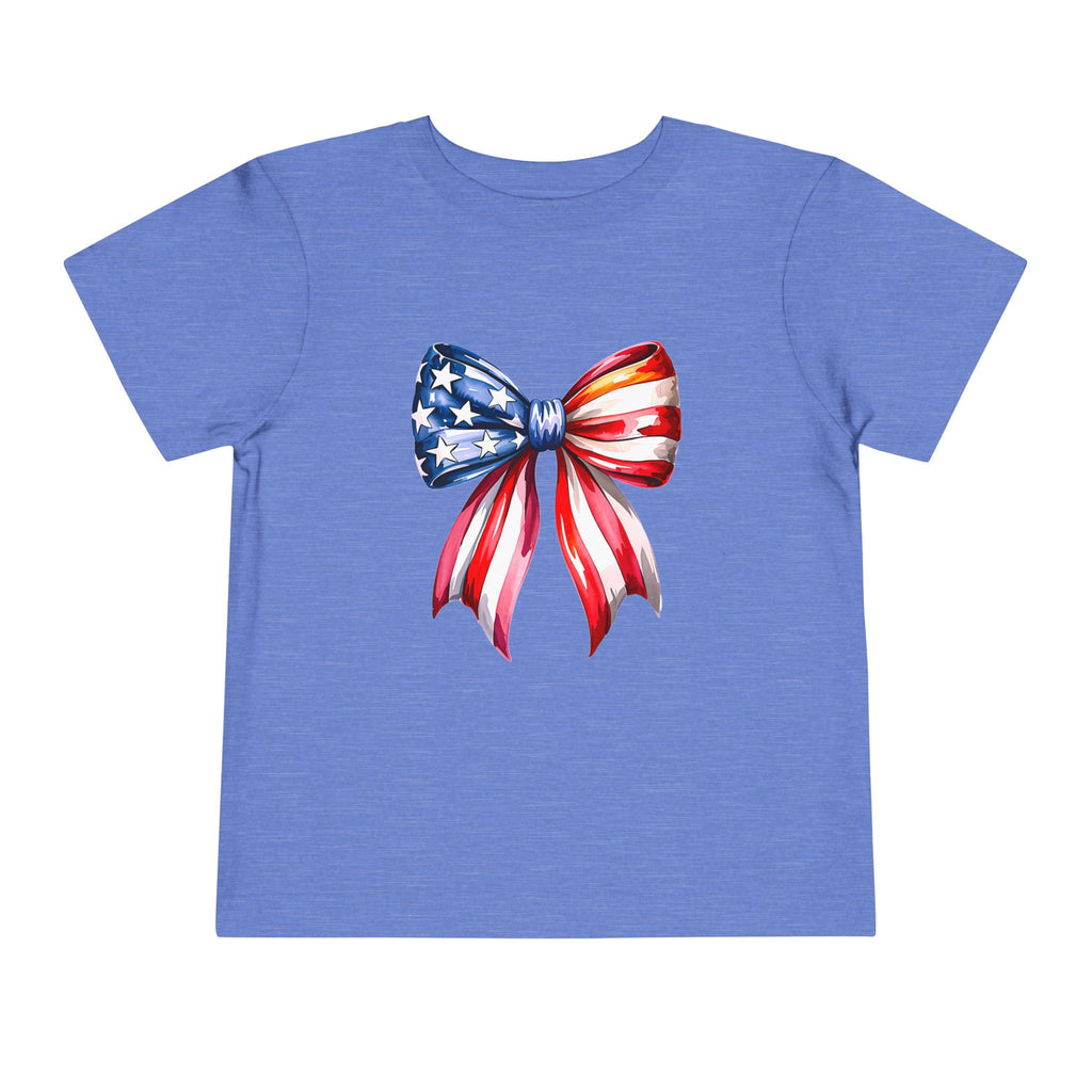 Toddler Tee — Patriotic American Flag Bow Graphic (4th of July Kids Shirt)