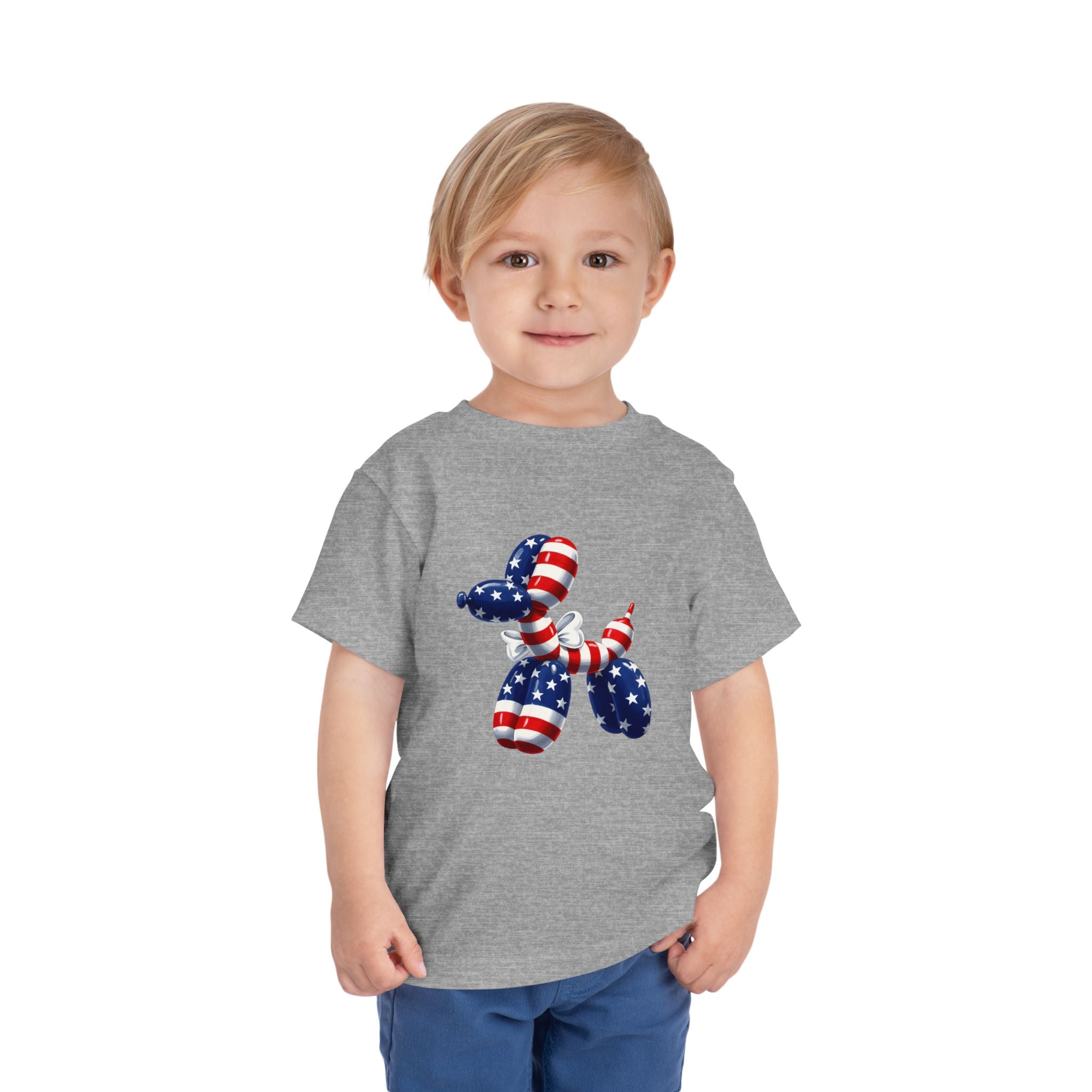 Toddler Tee Patriotic Balloon Dog  — USA Flag 4th of July Shirt