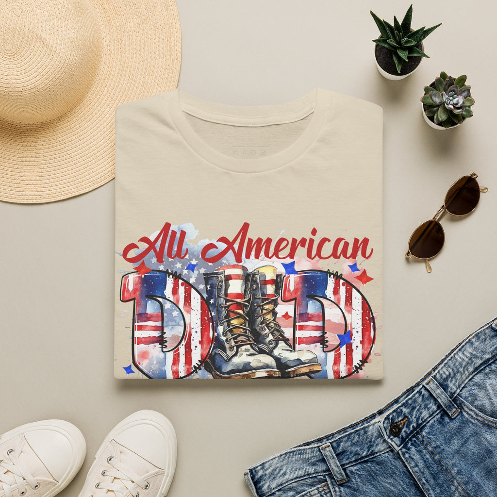 All American Dad T-Shirt — Patriotic Flag Boots Graphic Tee for Father's Day & 4th of July